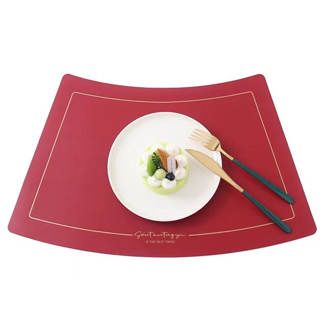 Mantel Individual de Cuero Duradero con Textura Suave en Forma de Abanico para Uso Hotelero, Aislamiento Térmico para Mesa de Comedor