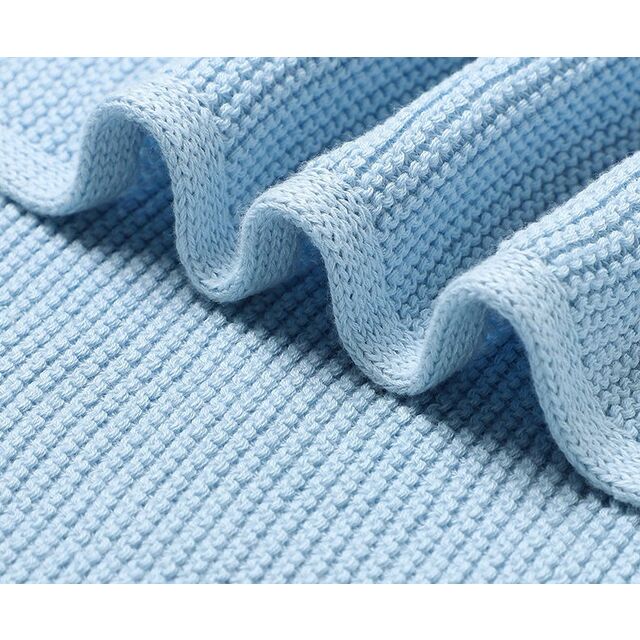 Manta para bebé de algodón 100% de color sólido a precio de mayorista OEKO-TEX de venta caliente, manta tejida a rayas para recién nacidos