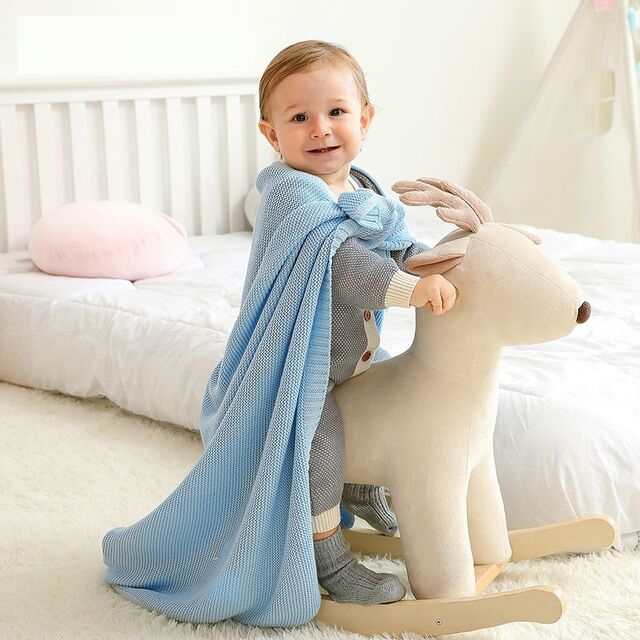 Manta para bebé de algodón 100% de color sólido a precio de mayorista OEKO-TEX de venta caliente, manta tejida a rayas para recién nacidos