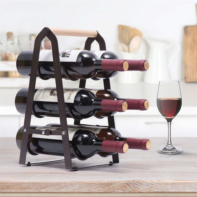 Weinregal im Großhandel, Weinregal für den Schreibtisch, kreatives, zusammenklappbares Weinregal aus Eisen