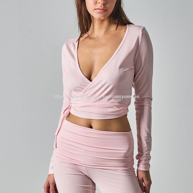 Modisches, sexy Tanzoberteil für Damen mit V-Ausschnitt und langen Ärmeln - Yoga-Shirts