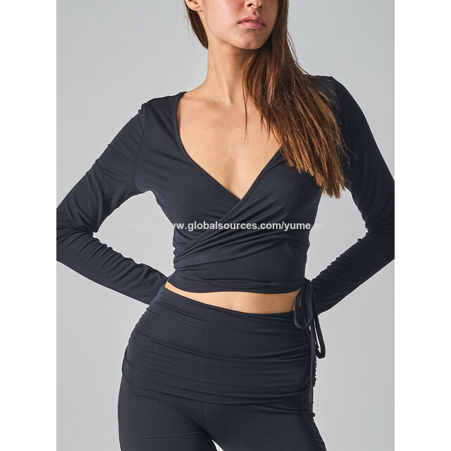 Modisches, sexy Tanzoberteil für Damen mit V-Ausschnitt und langen Ärmeln - Yoga-Shirts