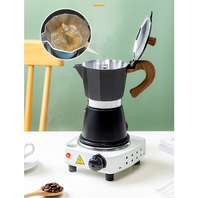 Italienische Moka-Kaffeekanne, klassischer Espressokocher für Herdplatten, Moka-Kanne im klassischen italienischen Stil für 3 Tassen Espresso