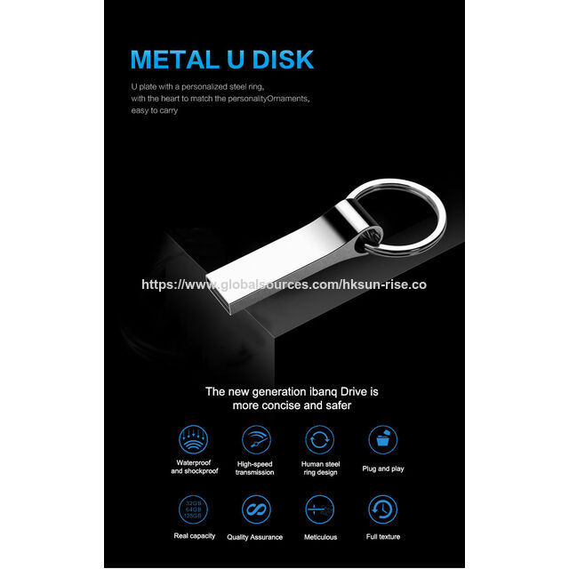 Hochwertiger USB 3.0 Metall-Flash-Drive 8/16/32GB Wasserdichter USB-Stick 64GB 128GB Speichersticks mit Schlüsselring