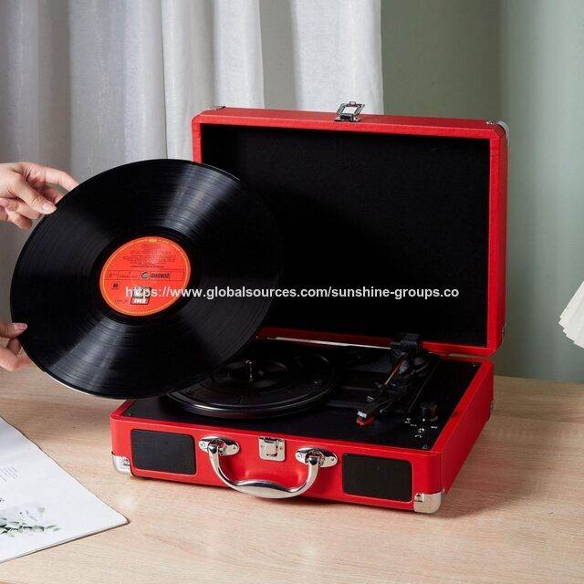 Gira-discos Portátil com Bluetooth e Função de Toca-Discos de Vinil para Música em Casa - Tocadores de Discos, MP3 e Bluetooth