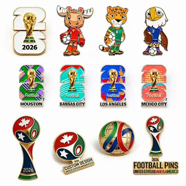 Llaveros 3D de Metal con Logo Personalizado para Recuerdos de Fútbol Soccer Mundial 2026 en Norteamérica: Estados Unidos, Canadá y México