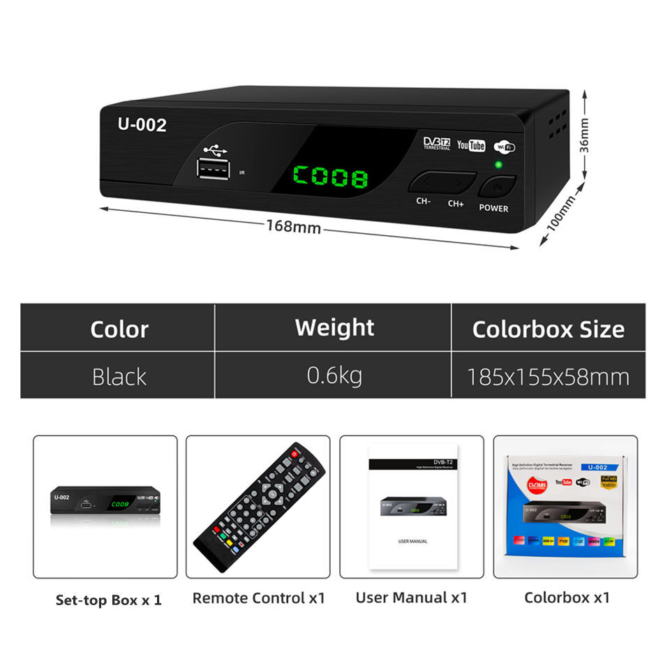 Full Hd Dvb-t2 Receiver H.264 Digital Tv Box Pvr Support, H.264 Decoder ...
