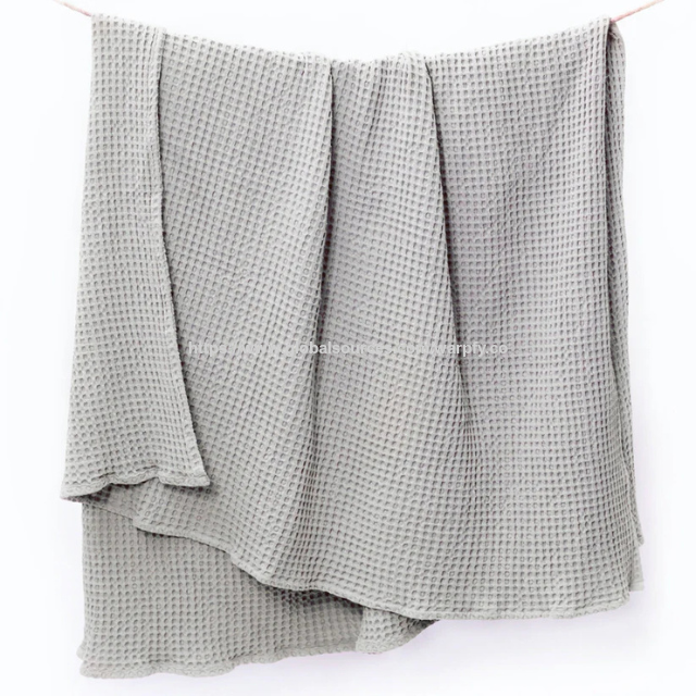 Couverture à Motif Gaufre en Coton Ivoire Personnalisée au Prix d'Usine, 127x178 cm - Respirante & Fabriquée en OEM/ODM pour Canapé, Sofa & Lit