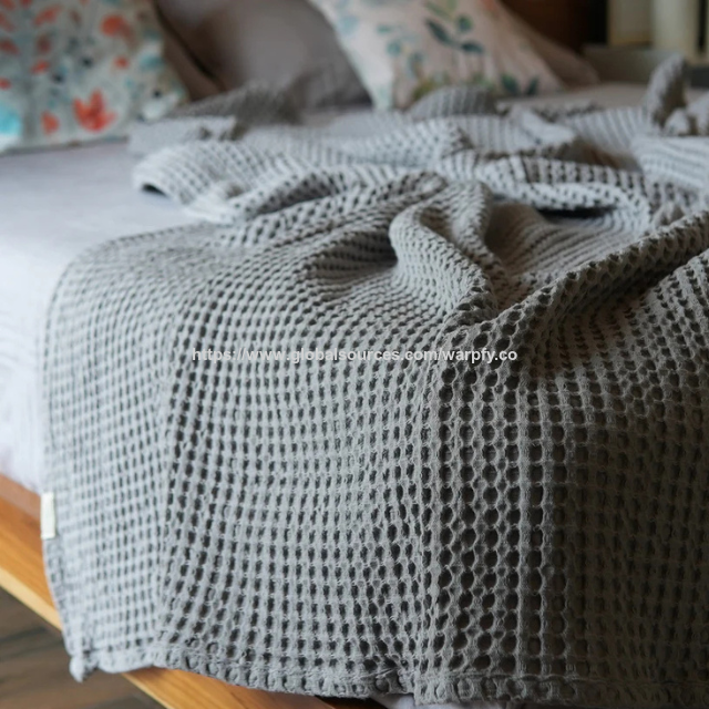 Couverture à Motif Gaufre en Coton Ivoire Personnalisée au Prix d'Usine, 127x178 cm - Respirante & Fabriquée en OEM/ODM pour Canapé, Sofa & Lit