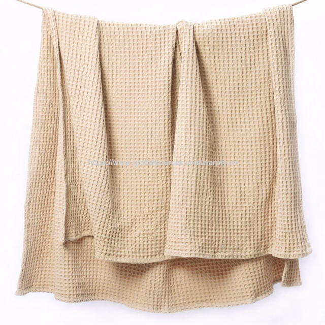 Couverture à Motif Gaufre en Coton Ivoire Personnalisée au Prix d'Usine, 127x178 cm - Respirante & Fabriquée en OEM/ODM pour Canapé, Sofa & Lit