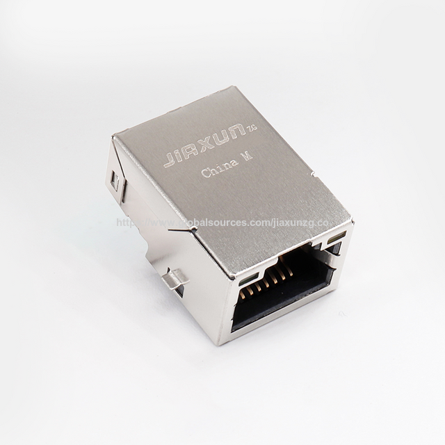 JIAXUN JXJ19911BENL Conector RJ45 POE SMT 10/100Mbps con magnetismo, pestaña arriba, LED verde/verde