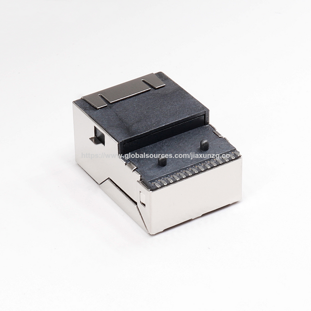 JIAXUN JXJ19911BENL Conector RJ45 POE SMT 10/100Mbps con magnetismo, pestaña arriba, LED verde/verde
