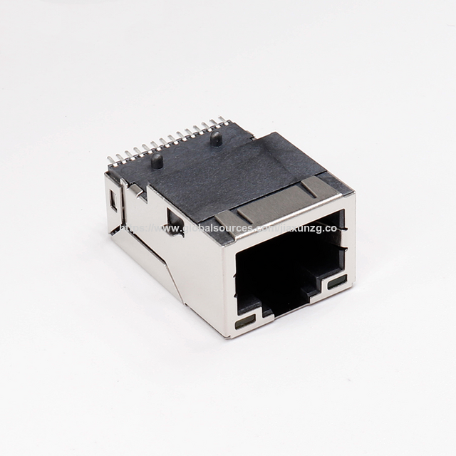 JIAXUN JXJ19911BENL Conector RJ45 POE SMT 10/100Mbps con magnetismo, pestaña arriba, LED verde/verde