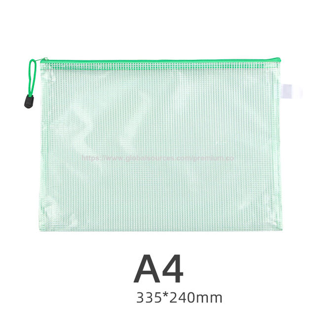 Bolsa de rejilla de plástico transparente con cremallera tamaño A4 A6 para documentos, cartera portátil para almacenamiento de papel para estudiantes con logotipo personalizado