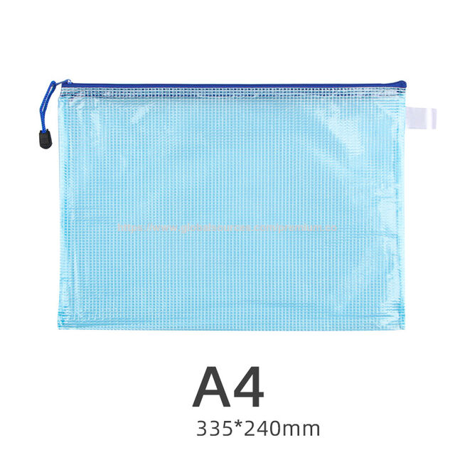 Bolsa de rejilla de plástico transparente con cremallera tamaño A4 A6 para documentos, cartera portátil para almacenamiento de papel para estudiantes con logotipo personalizado