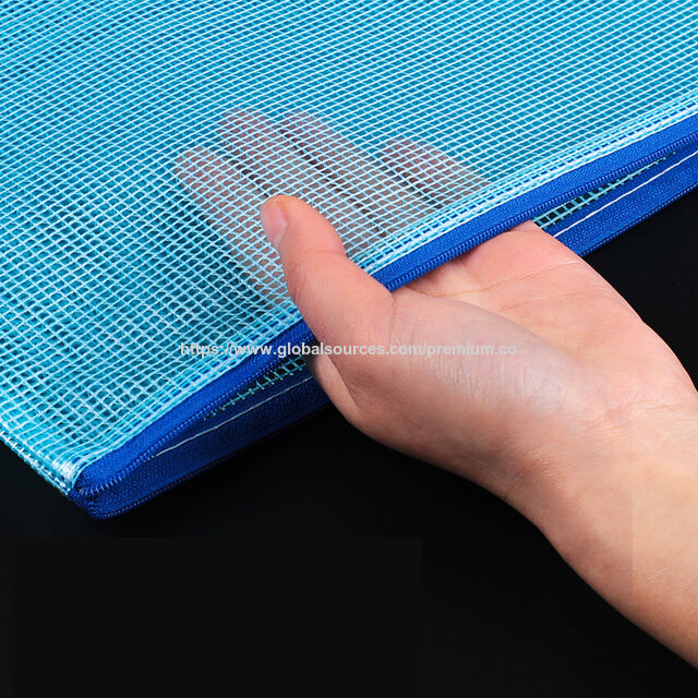 Bolsa de rejilla de plástico transparente con cremallera tamaño A4 A6 para documentos, cartera portátil para almacenamiento de papel para estudiantes con logotipo personalizado