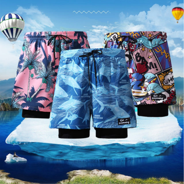 Calções de Banho Personalizáveis de Secagem Rápida por Atacado, Calções de Praia de Poliéster, Calções de Praia, Calças Casuais Masculinas