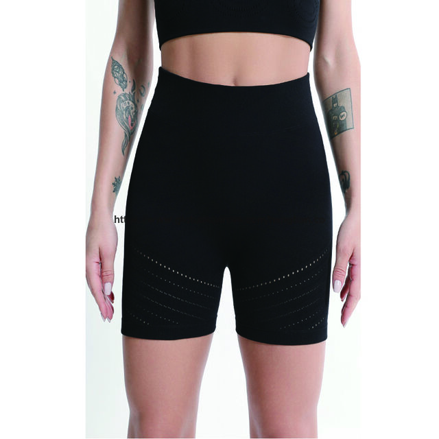 Seamless / Jacquard / Mesh knit High-Waist Active Shorts with Engineered Breathable Knit Zones