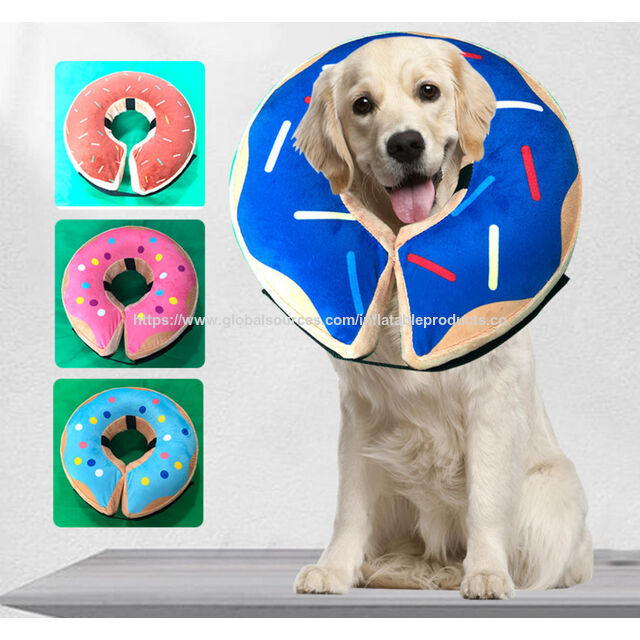 Coleira inflável de PVC para cães, coleira de cachorro colorida de desenho animado com proteção anti-lambida após cirurgia de animais de estimação, coleiras para animais de estimação, almofada inflada