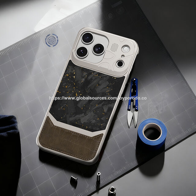 JOYPORODO V-A03 Luxuriöse Handyhülle aus Metall mit Krokodilleder-Optik und Aromatherapie-Funktion für iPhone 13 14 15 16 17 Pro Max - Magnetische Handyhülle