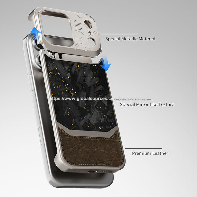 JOYPORODO V-A03 Luxuriöse Handyhülle aus Metall mit Krokodilleder-Optik und Aromatherapie-Funktion für iPhone 13 14 15 16 17 Pro Max - Magnetische Handyhülle