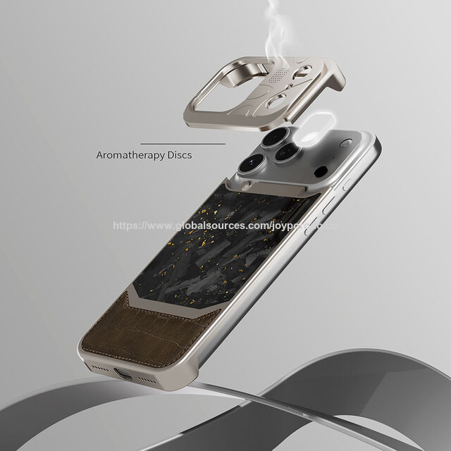 JOYPORODO V-A03 Luxuriöse Handyhülle aus Metall mit Krokodilleder-Optik und Aromatherapie-Funktion für iPhone 13 14 15 16 17 Pro Max - Magnetische Handyhülle