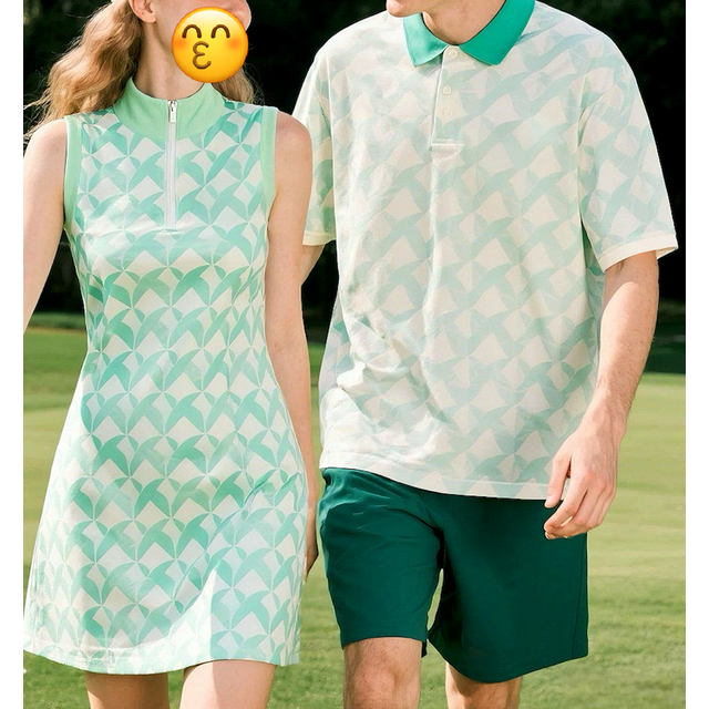 Ropa de golf suave para hombre con impresión personalizada, conjuntos deportivos transpirables para parejas de tenis y béisbol, vestido de golf azul para mujer