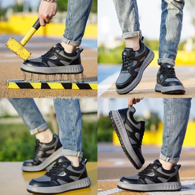 Sapatos de segurança por atacado com sola resistente a perfurações, sapatos de trabalho leves e antiderrapantes para adultos