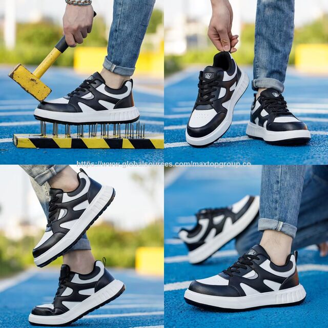 Sapatos de segurança por atacado com sola resistente a perfurações, sapatos de trabalho leves e antiderrapantes para adultos