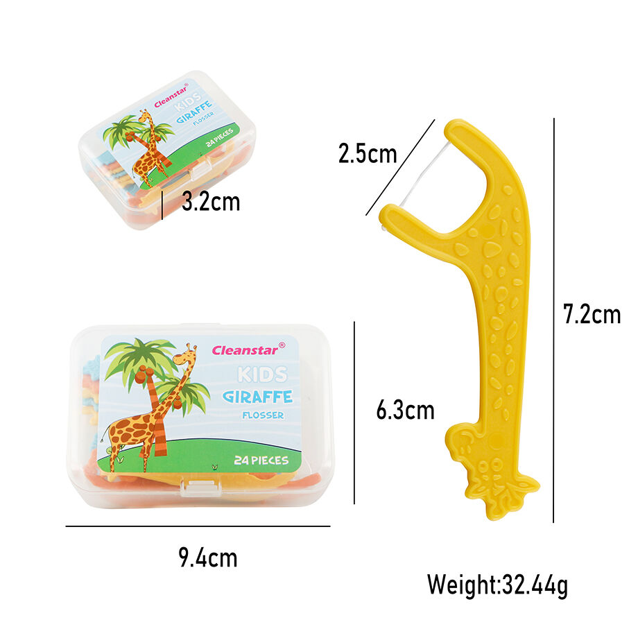 Dental floss pick NBDP-K02  Mixed Colorful Fawn Giraffe Shark Flossing Flosser Sugar-free Picks Fluoride Fruit Flavored Kid Dental Floss