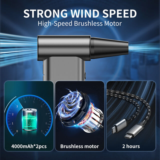 Mini soplador turbo jet, soplador turbo de 180000 rpm con ventilador de alta velocidad, soplador de aire recargable ajustable de 4 velocidades para PC, teclado
