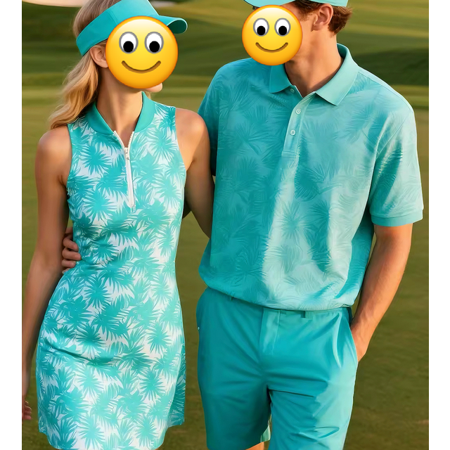 Ropa de golf suave para hombre con impresión personalizada, conjuntos deportivos transpirables para parejas de tenis y béisbol, vestido de golf azul para mujer