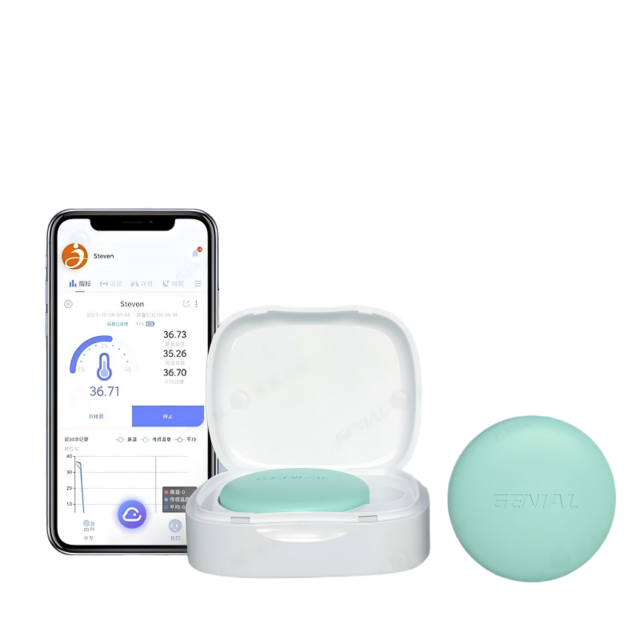 Patch Inteligente Descartável OEM para Temperatura, Monitoramento Contínuo da Temperatura Central do Corpo para Febre e Fertilidade, Bluetooth
