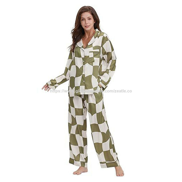 Hersteller Pyjama-Set für Damen, weicher Strick mit Knopfleiste, 2-teilige atmungsaktive Viskose-Schlafbekleidung aus Bambus