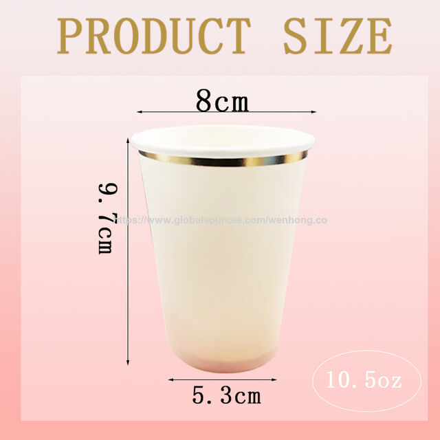 Copos de Papel Descartáveis de 300ml com Estampa em Folha Quente e Cores Gradientes para Bebidas Quentes e Frias, Ideais para Escritório, Casa, Festas e Casamentos