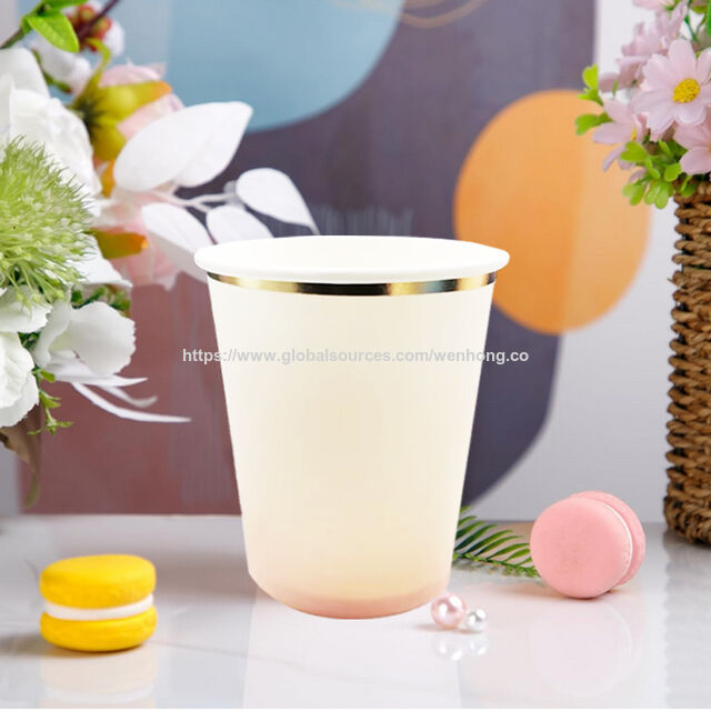 Copos de Papel Descartáveis de 300ml com Estampa em Folha Quente e Cores Gradientes para Bebidas Quentes e Frias, Ideais para Escritório, Casa, Festas e Casamentos
