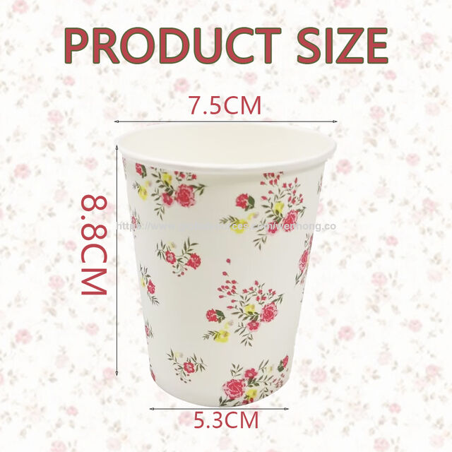 LR 9OZ 10 Pièces Gobelets en Papier Jetables à Motifs Floraux pour Boissons Chaudes et Froides, Vaisselle pour Baby Shower, Mariage, Fournitures de Fête, Cadeau