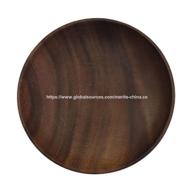 Holz-Platzteller, 24 cm große Salatteller aus Akazienholz, handgefertigte Holz-Essteller