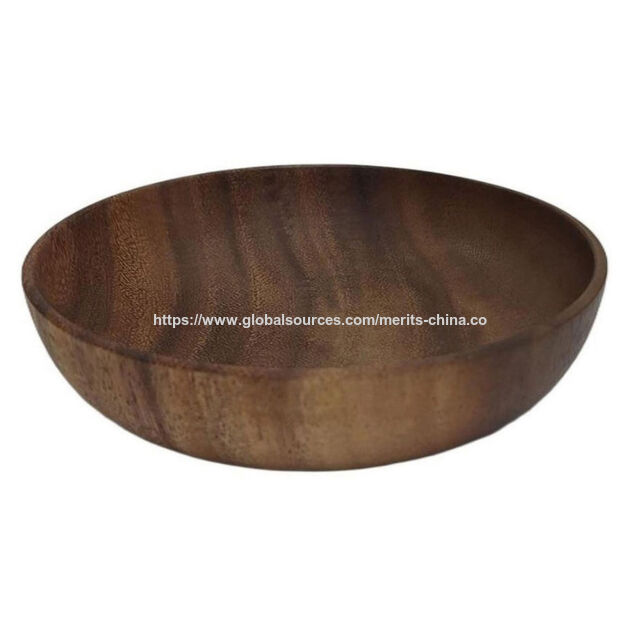 Holz-Platzteller, 24 cm große Salatteller aus Akazienholz, handgefertigte Holz-Essteller