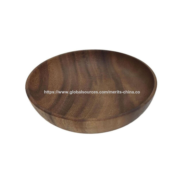 Holz-Platzteller, 24 cm große Salatteller aus Akazienholz, handgefertigte Holz-Essteller