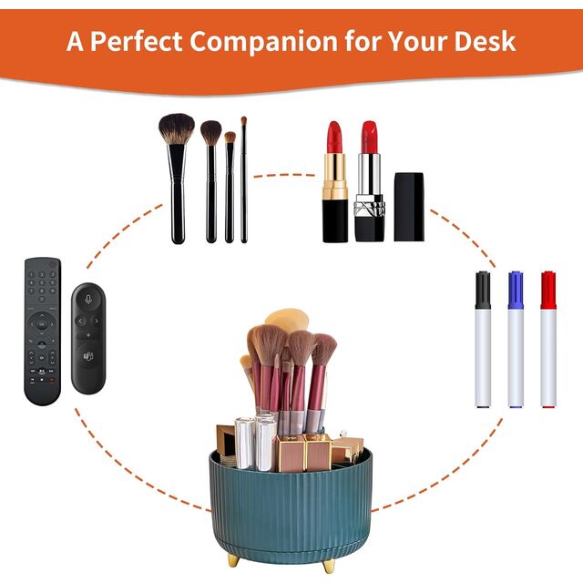 Organizador de Mesa, Porta-Canetas Giratório de 360 Graus, Organizadores e Acessórios de Mesa com 5 Compartimentos, Caixa de Armazenamento para Lápis e Canetas