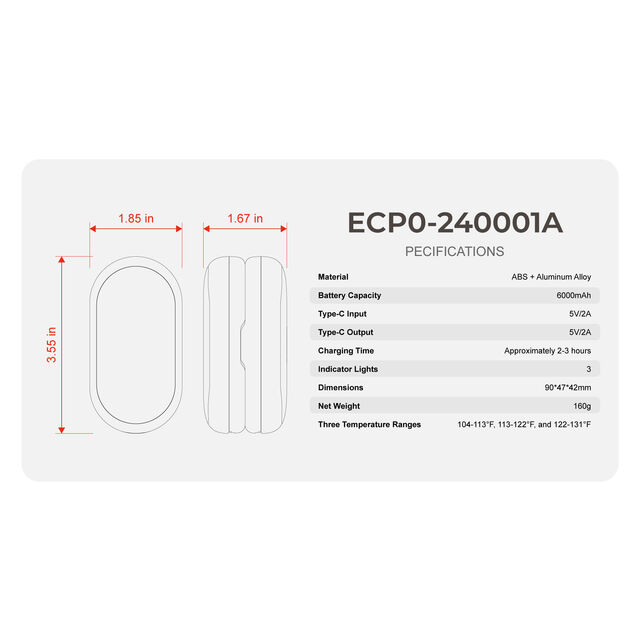 Chauffe-Mains et Batterie Externe 2-en-1 | Charge Rapide 10000mAh | Chauffage Rapide en 3 Secondes | Dispositif de Chauffage Portable