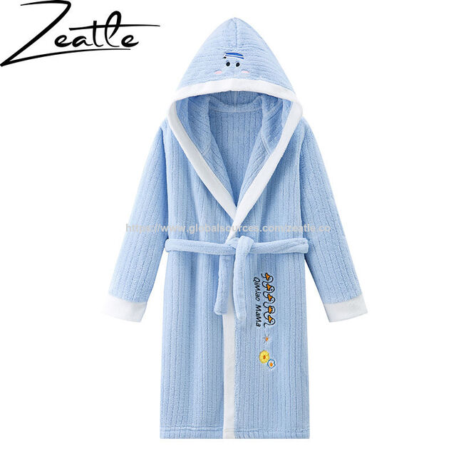 OEM Fleece Robe für Kleinkinder, Jungen und Mädchen, weicher Bademantel mit Kapuze, Schlafanzug, Nachtwäsche, 2-16 Jahre