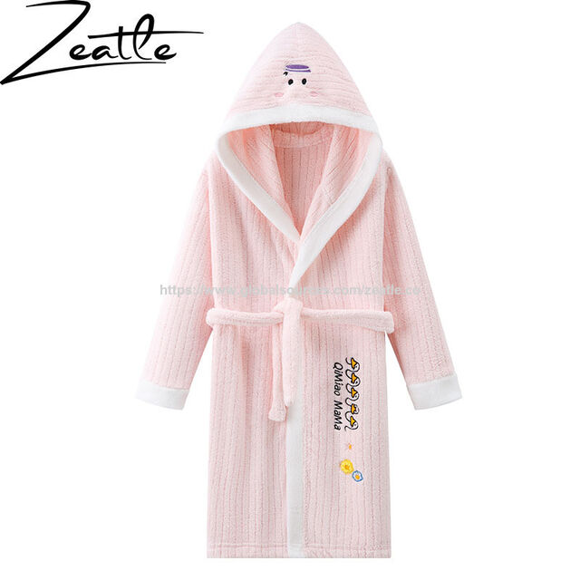 OEM Fleece Robe für Kleinkinder, Jungen und Mädchen, weicher Bademantel mit Kapuze, Schlafanzug, Nachtwäsche, 2-16 Jahre