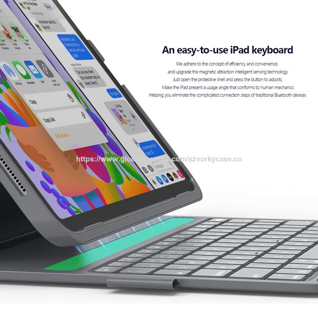 جراب كيبورد بلوتوث صلب ومضاد للصدمات وقابل للفصل مغناطيسيًا لأجهزة iPad مقاس 11/13 بوصة