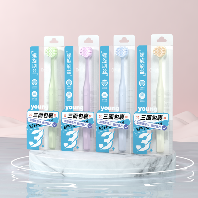 Brosse à dents à trois faces en gros pour adultes, brosse à dents à poils souples, meilleures ventes 2025