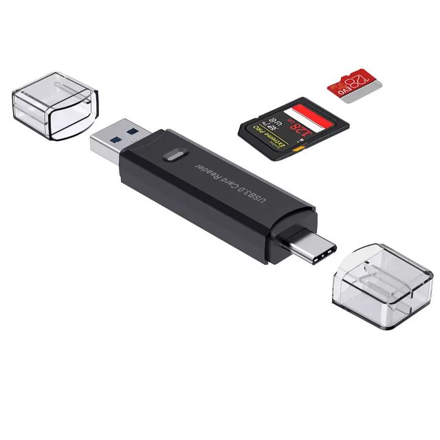 Lector de Tarjetas SD USB 3.0 de Doble Ranura, Adaptador de Tarjetas Micro SD USB C de Alta Velocidad, Lector de Tarjetas de Memoria