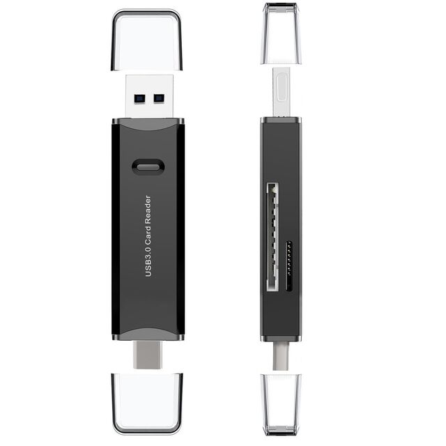 Lector de Tarjetas SD USB 3.0 de Doble Ranura, Adaptador de Tarjetas Micro SD USB C de Alta Velocidad, Lector de Tarjetas de Memoria