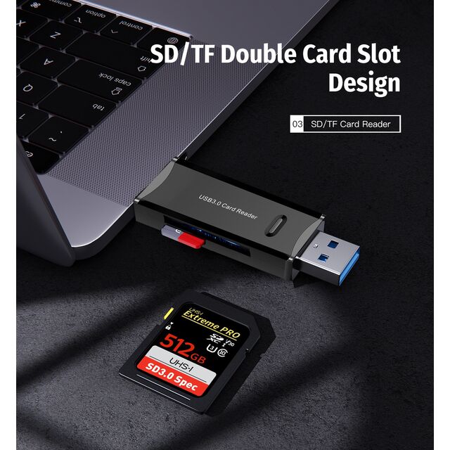 Lector de Tarjetas SD USB 3.0 de Doble Ranura, Adaptador de Tarjetas Micro SD USB C de Alta Velocidad, Lector de Tarjetas de Memoria