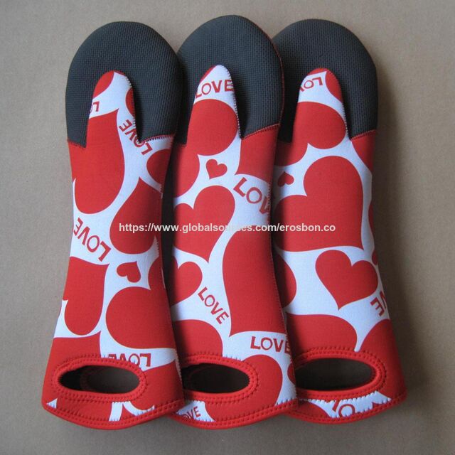 Guantes de cocina, manoplas para horno, guantes de neopreno, fabricados en neopreno, ambos lados con estampados de sublimación de moda. ¡Pedidos OEM bienvenidos!